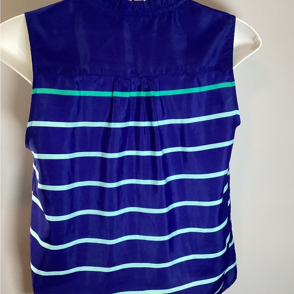 Tommy Hilfiger Navy and Teal Striped Blouse, Size XL - Picture 5 of 8